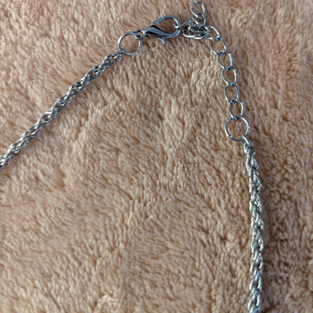 Silver‎ plated drop double bar Necklace - Picture 3 of 4